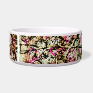 pink camo dog bowl