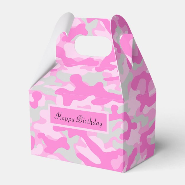 Pink Camo Favor Boxes (Front Side)