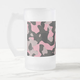 Pink Camo Frosted Glass Beer Mug