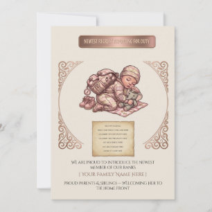 Pink Camo Girl Birth Announcement New Recruit