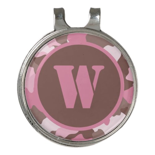 Pink Camo Girly Camouflage Monogram Golf Hat Clip