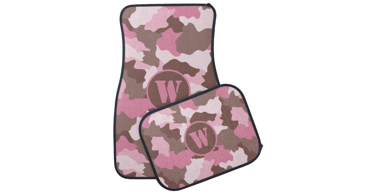 Pink Camo Girly Camouflage Monogram Initial Car Floor Mat Zazzle Com