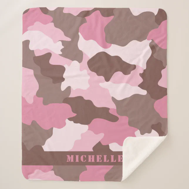 Pink Camo Girly Camouflage Monogram Name Sherpa Blanket Zazzle
