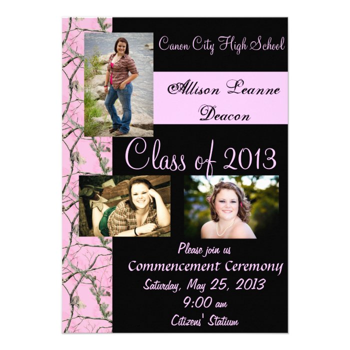 Pink Camo graduation announcement