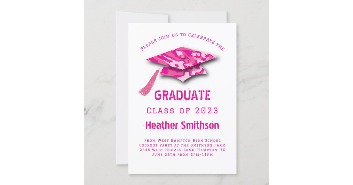 Pink Camo Graduation Party Invitation Zazzle