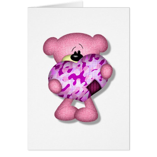 pink camo heart bear cards (Front)