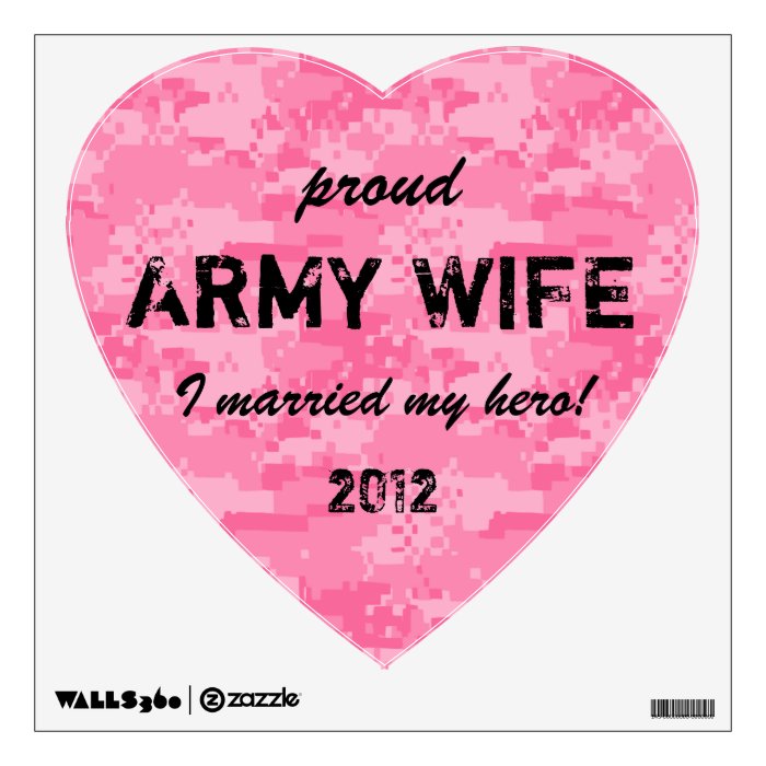 Pink Camo Heart Proud Army Wife Room Graphic