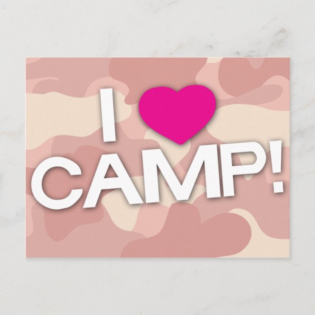 Pink Camo I LOVE CAMP! Postcard (Front)