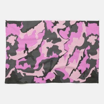 Pink Camo  Kitchen Towel by StormythoughtsGifts at Zazzle