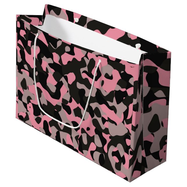 Pink Camo   Large Gift Bag (Front Angled)