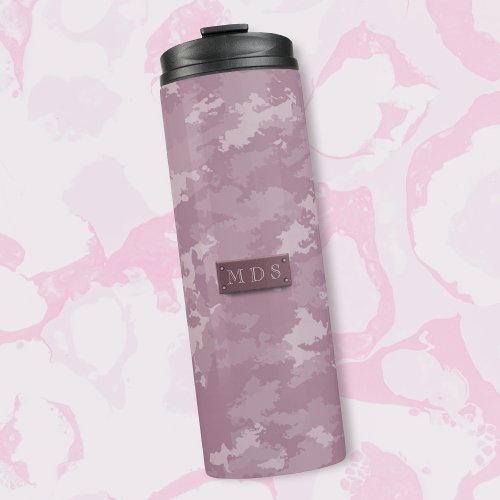 Pink Camo Modern Camouflage Monogram Elegant Thermal Tumbler