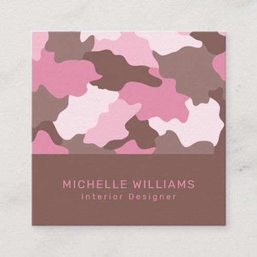 Pink Camo Modern Camouflage Pattern Professional Square Business Card