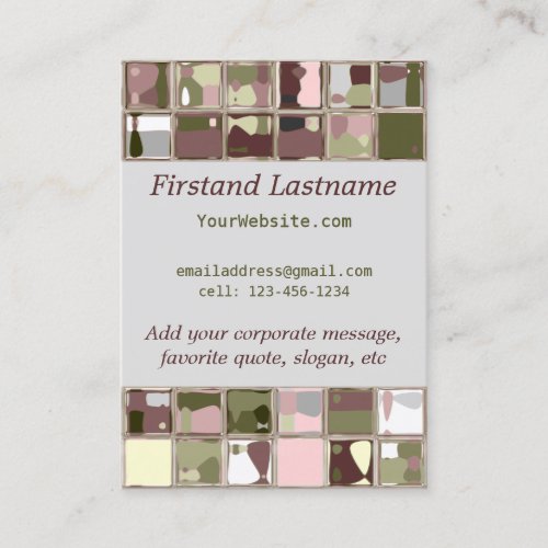 Pink Camo Nature Tile Art Custom Business Cards