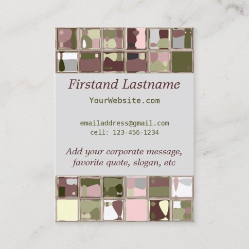 Customizable Pink Camo Nature Tile Art Custom Business Cards