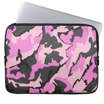Pink Camo  Neoprene 13" Laptop Computer Sleeve by StormythoughtsGifts at Zazzle