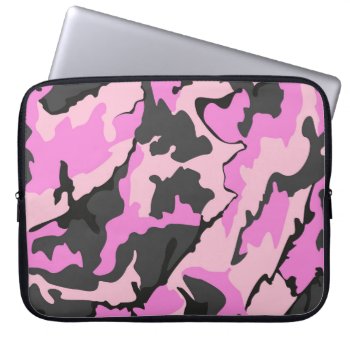 Pink Camo  Neoprene 15" Protective Laptop Sleeve by StormythoughtsGifts at Zazzle