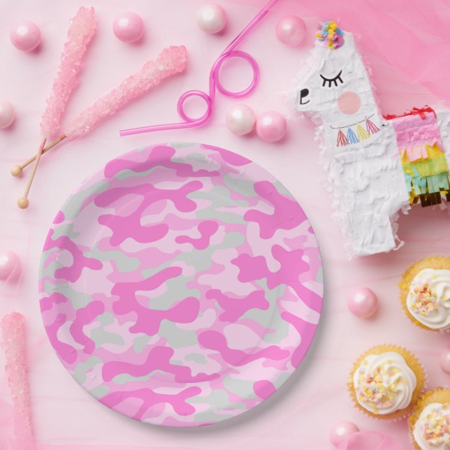 Pink Camo  Paper Plates (Party)