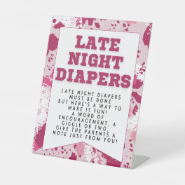 Pink Camo Party Decorations Diapers Baby Shower Pedestal Sign