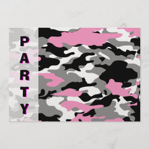 Pink Camo party Invitation template