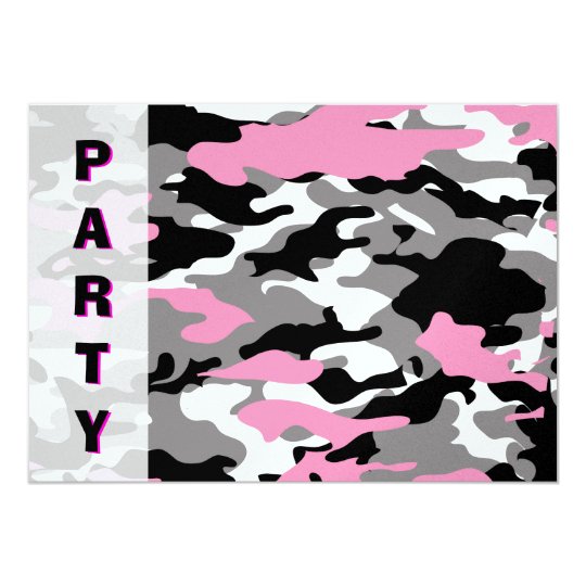 pink camo party invitation template