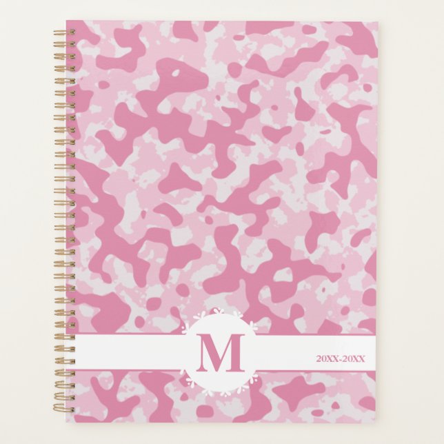 Pink Camo Pattern Abstract Art Decor Design Planner (Front)