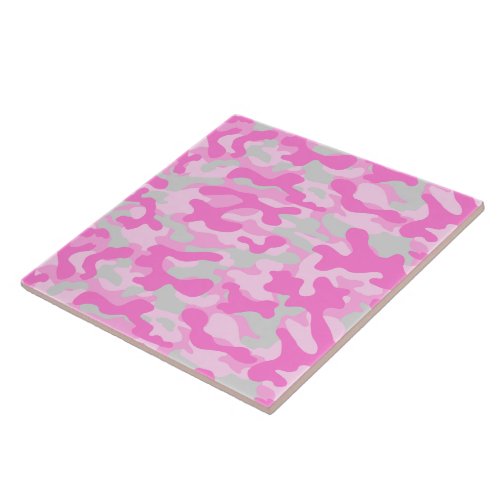 Pink Camo Pattern  Ceramic Tile