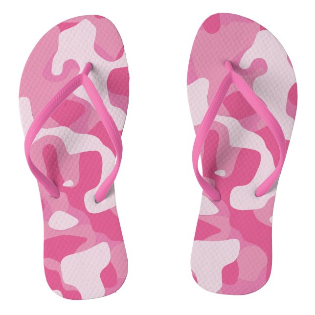 Pink Camo Pattern Flip Flops (Footbed)