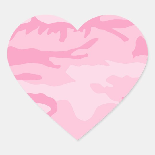 pink camo pattern heart sticker zazzlecom