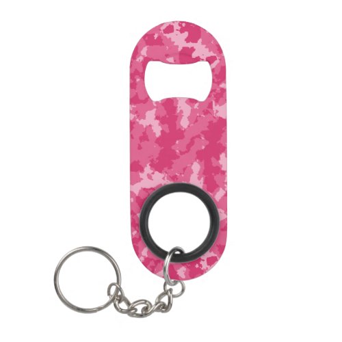 Pink Camo Pattern Keychain Bottle Opener