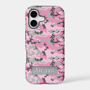 Pink Camo Pattern Personalized Name iPhone 17 Case