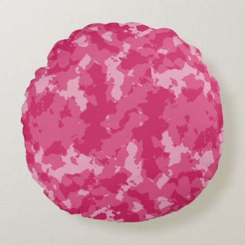 Pink Camo Pattern Round Pillow
