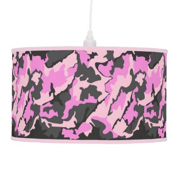 Pink Camo  Pendant Lamp by StormythoughtsGifts at Zazzle