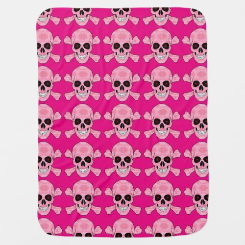 Pink Camo Red Eyes Skull Crossbones Baby Blanket