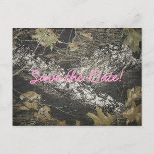 Pink Camo Save the Date Announcement Postcard