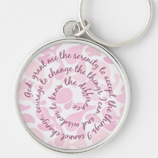 Pink Camo Serenity Prayer Keychain