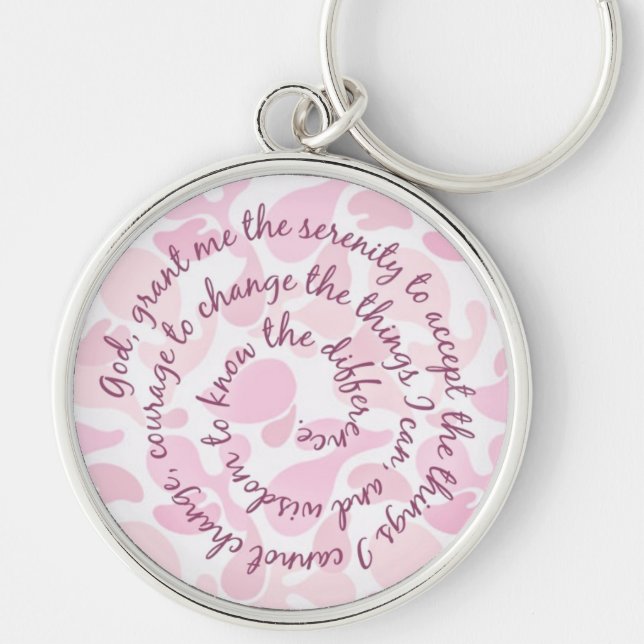 Pink Camo Serenity Prayer Keychain (Front)