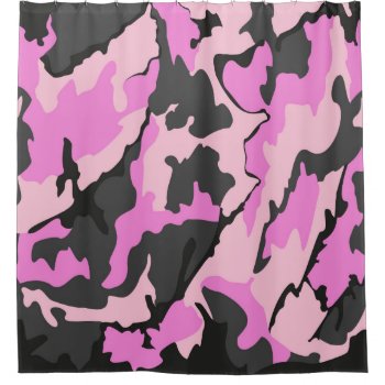 Pink Camo  Shower Curtain by StormythoughtsGifts at Zazzle