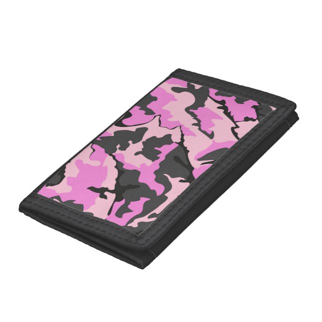 Pink Camo, TriFold Nylon Wallet (Bottom)