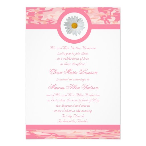 Pink Camo Wedding Invitations 2