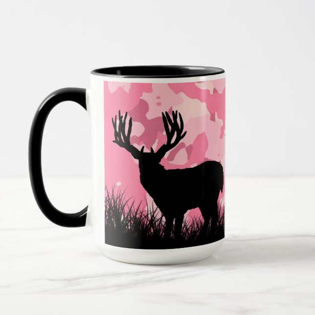Pink Camo Whitetail Buck Deer Mug (Left)