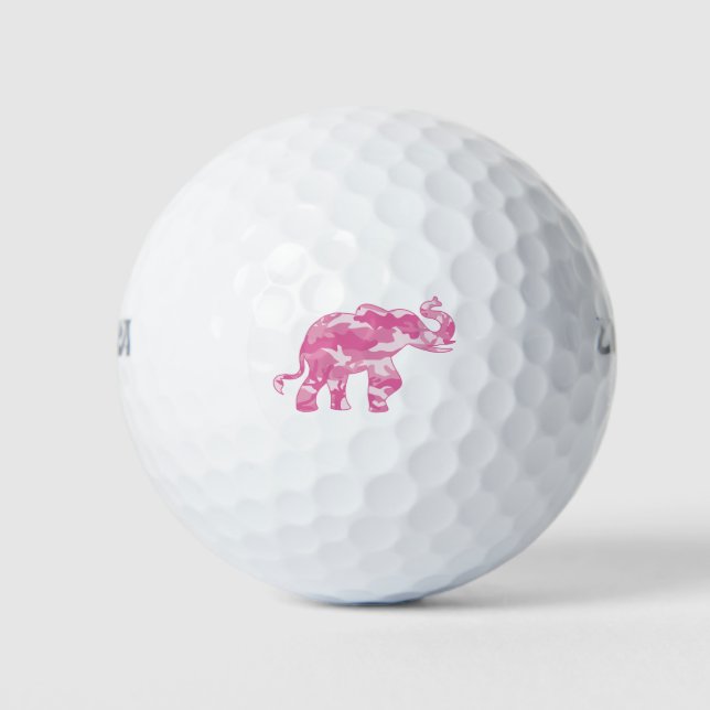 Pink-Camoflauge-Elephant Golf Balls (Front)