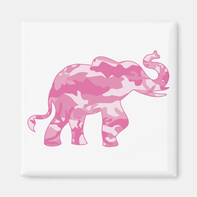 Pink-Camoflauge-Elephant Magnet (Front)
