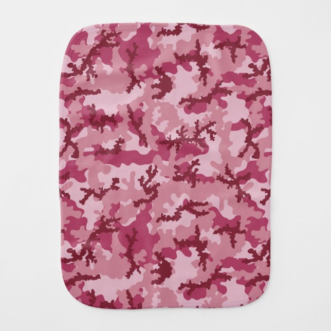 Pink camouflage baby burp cloth (Front)