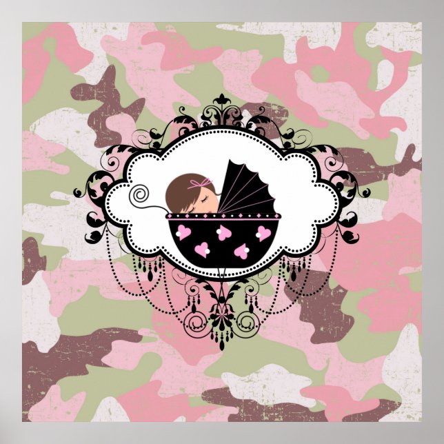 Pink Camouflage Baby Girl Wall Art (Front)
