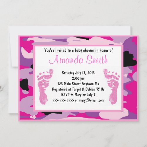 Pink Camouflage Baby Shower Invitations