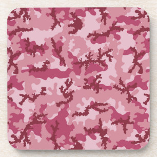 Pink camouflage beverage coaster