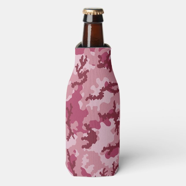 Pink camouflage bottle cooler (Bottle Front)
