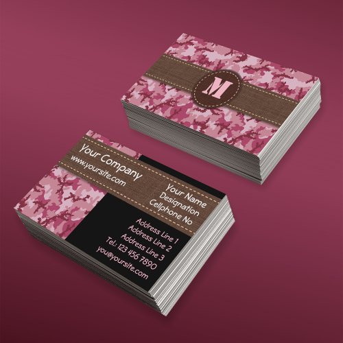 Pink camouflage business card