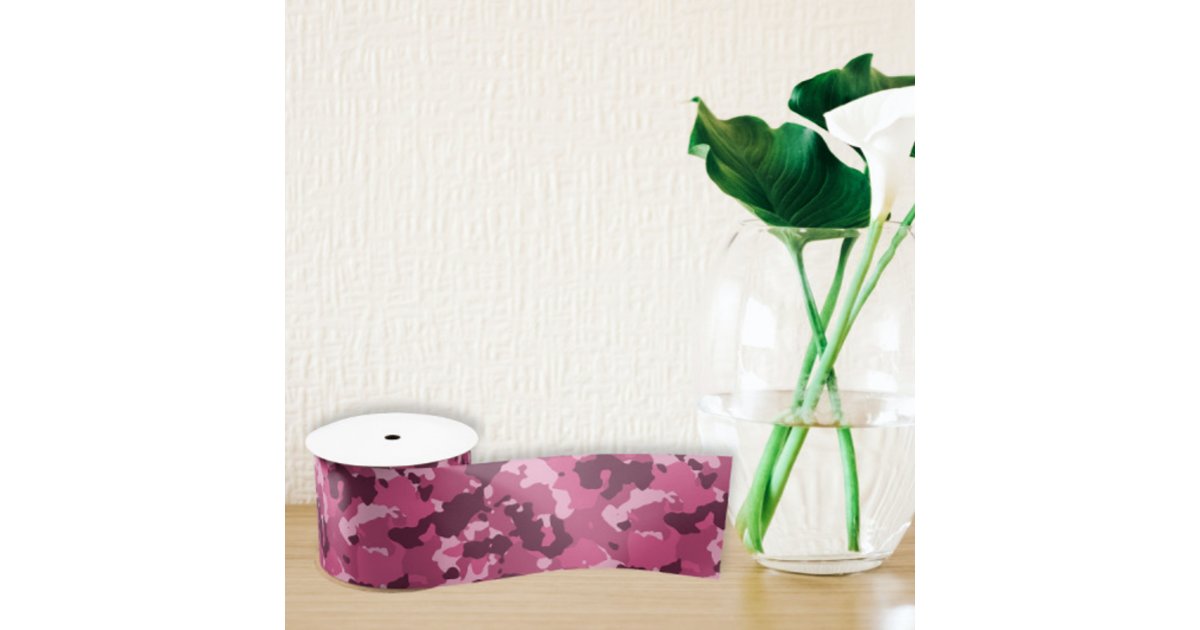 Pink Camouflage Camo Army Military Satin Ribbon | Zazzle