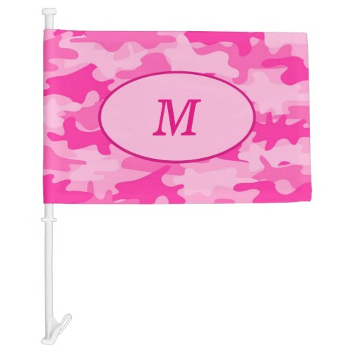 Pink Camouflage Camo Monogram Initial Window Car Flag